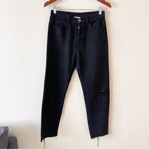 Princess Poly Straight Leg Jeans Button Fly Distressed women size 6 Black